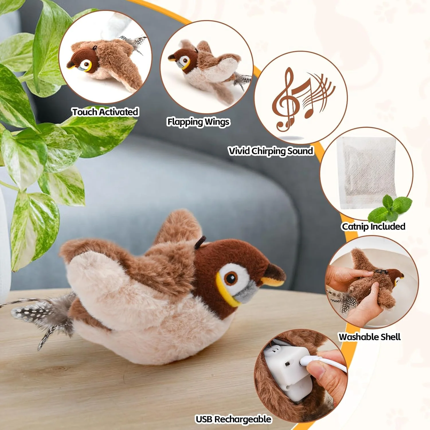 YoPoll Interactive Chirping Bird Cat Toy - Image 3