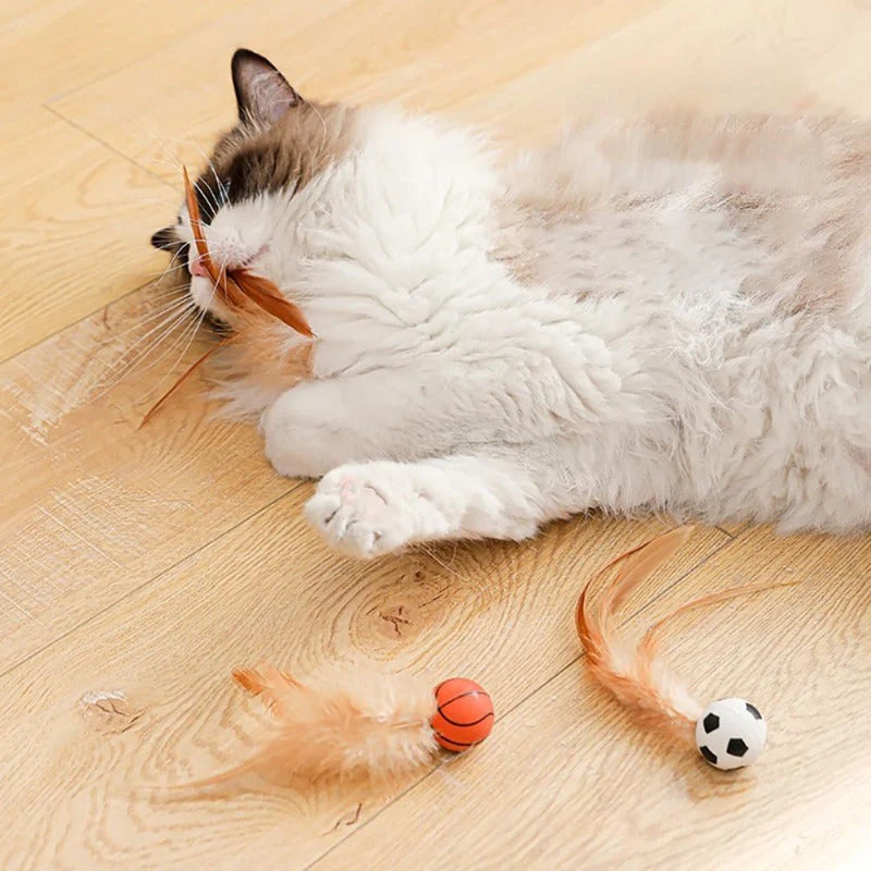 Interactive Feather Ball Toy Set for Cats - Image 3
