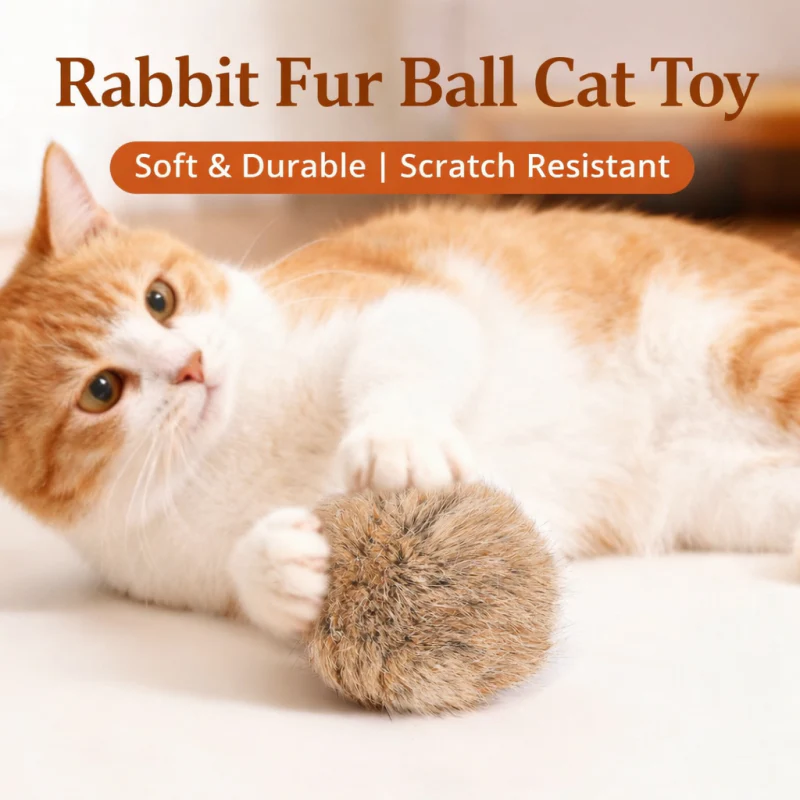 Soft Fluffy Cat Toy Ball - Image 3